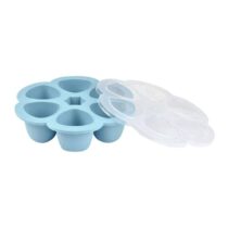 Moule multiportions Beaba 6x90 ml – silicone premium, résistant -55 °C à 210 °C, couvercle hermétique. Idéal cuisson, congélation, micro‑ondes. Sans BPA.