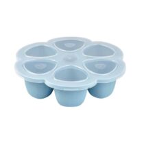 Moule multiportions Beaba 6x90 ml – silicone premium, résistant -55 °C à 210 °C, couvercle hermétique. Idéal cuisson, congélation, micro‑ondes. Sans BPA.