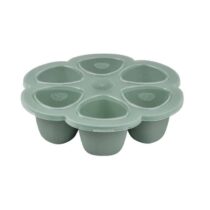 Moule multiportions Beaba 6x90 ml – Vert silicone premium, résistant -55 °C à 210 °C, couvercle hermétique. Idéal cuisson, congélation, micro‑ondes. Sans BPA.
