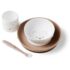 Set repas en silicone Nattou Ourson Blanc/Beige – assiette, bol ventouse, tasse, cuillère – sans BPA, micro-ondes & lave-vaisselle, idéal pour repas en autonomie dès 6 mois.