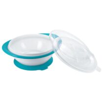 Facilitez l'apprentissage de l'alimentation de votre bébé avec le bol NUK violet. Ventouse antidérapante, deux couvercles pratiques, compatible micro-ondes et lave-vaisselle. Idéal dès 6 mois.