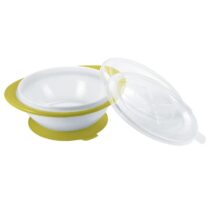 Facilitez l'apprentissage de l'alimentation de votre bébé avec le bol NUK violet. Ventouse antidérapante, deux couvercles pratiques, compatible micro-ondes et lave-vaisselle. Idéal dès 6 mois.