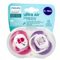 PhilipsAvent sucettes Ultra  Air Motif Robot 6‑18 mois : bouclier ventilé, tétine silicone symétrique, boîte stérilisante. 98 % acceptation !