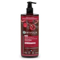 Shampoing bio Centifolia 500 ml : lave, démêle & fixe la couleur jusqu’à 6 semaines. Enrichi en grenade bio & actif anti-UV. Sans sulfates, vegan & made in France.