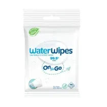 WaterWipes On The Go – 10 lingettes bébé purifiées. Format voyage ultra pratique, 99,9% d’eau et sans produits chimiques. Douces et hypoallergéniques.