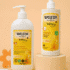 Découvrez le Liniment Bébé au Calendula Bio Weleda en flacon pompe de 400 ml. Nettoie, apaise et protège la peau sensible de bébé avec des ingrédients 100% naturels.