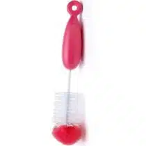 Brosse de nettoyage Suavinex 2‑en‑1 pour biberons et tétines. Poils souples, anse antidérapante, sans BPA. Nettoyage efficace et hygiénique dès la naissance.