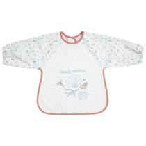 Bavoir tablier manches longues Little Band Seaside Romance 37×42 cm – imperméable, certifié Oeko‑Tex, fermeture scratch, dès 12 mois. Repas et créativité sans salissures – dispo sur BebeMaman.ma.