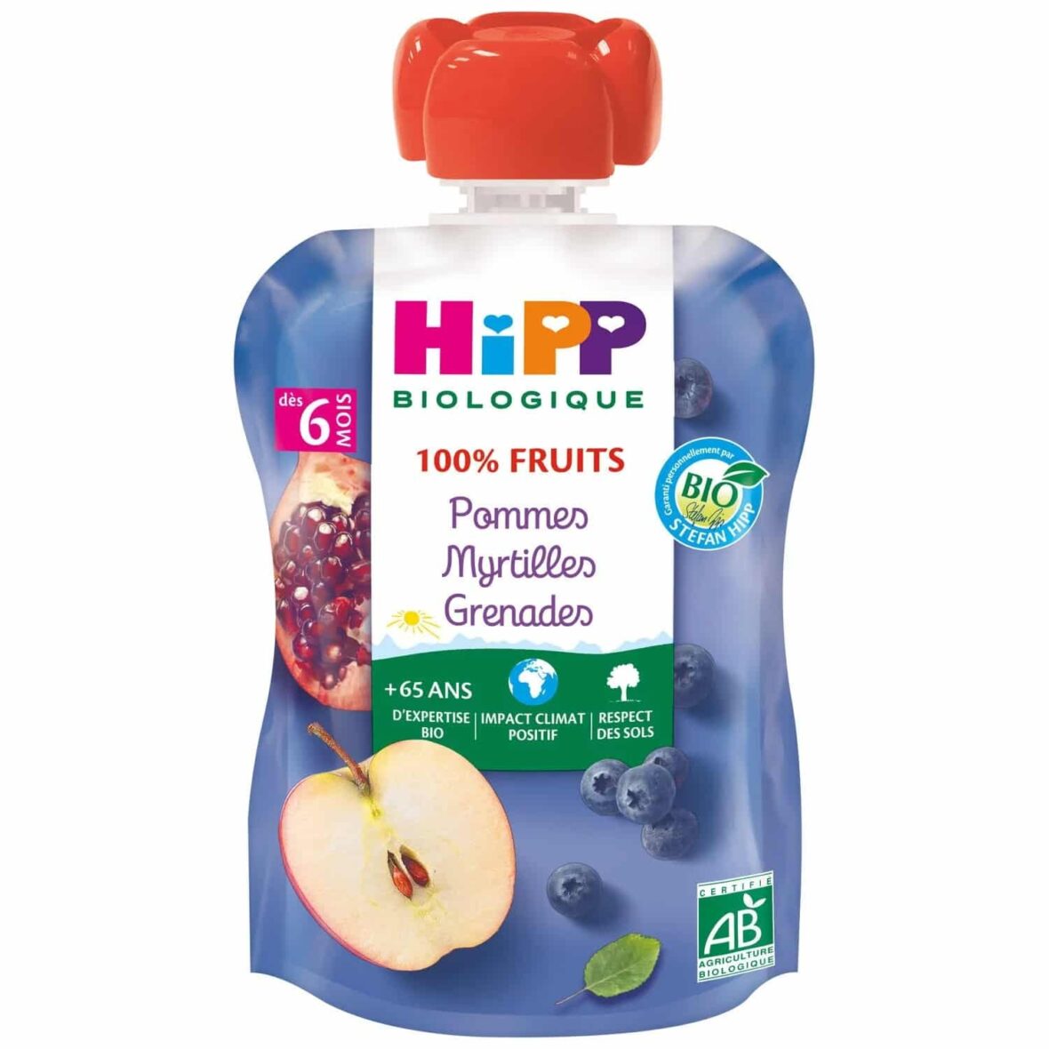 Hipp Bio 100% Fruits Pommes Myrtilles Grenades dès 6 mois – 90 g