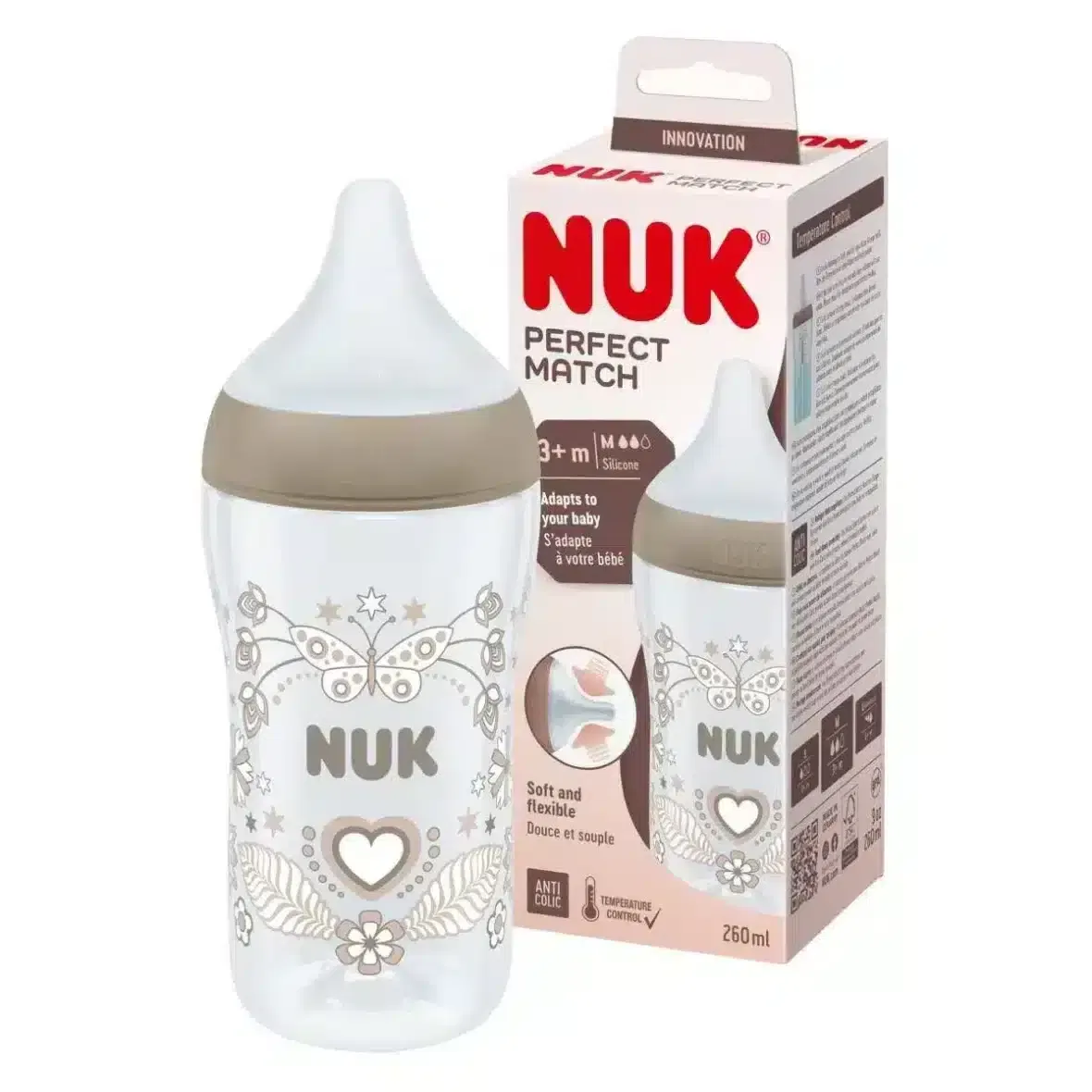 Nuk Biberon Perfect Match 260 ml – Beige