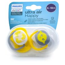 Philips Avent Sucette Ultra Air Happy 6-18 Mois Jaune – Tétine ventilée bébé