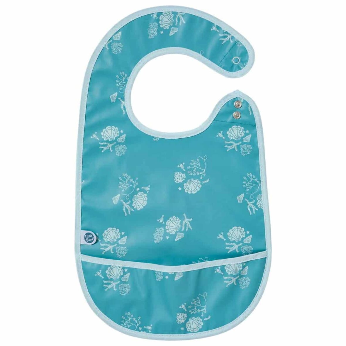 Little Band Bavoir à poche Imperméable SeaSide Romance Bleu – Coton enduit 6m+