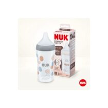 Découvrez le biberon NUK Perfect Match 260 ml : tétine silicone extra souple, anti‑colique, indicateur de température SafeTemp, sans BPA. Idéal dès 3 mois.