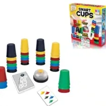 KS Games Smart Cups – jeu de vitesse et réflexion avec 5 gobelets, 43 cartes, cloche, jusqu’à 6 joueurs, dès 6 ans, boîte 28 × 28 × 7 cm.