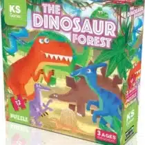 KS Games Dinosaur Forest Puzzle – 12 pièces XL, format 34 × 48 cm, carton épais avec poster, dès 3 ans, stimule la motricité et l’observation.