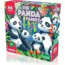 Puzzle KS Games Panda Family – 24 pièces grand format (≈34×48 cm), motif pandas en forêt, carton épais antireflet, conçu dès 4 ans pour éveil et motricité.