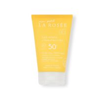 Lait solaire bébé Mon Petit La Rosée SPF 50+ – haute protection UVA/UVB, formulé dès la naissance, sans nanoparticules, biodégradable et respectueux des océans.