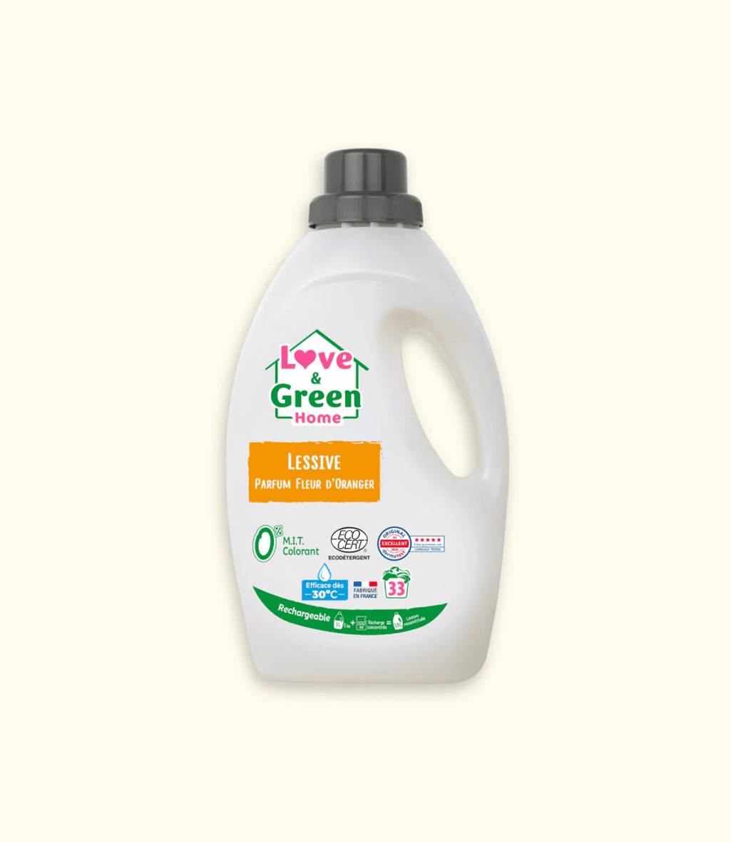 Love & Green Liquide Lessive Écologique 1,5 L – Fleur d’Oranger
