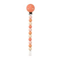 Attache‑tétine Nattou terracotta/beige 21 cm – perles silicone, clip pratique, sans BPA, nettoyage simple – garde la sucette propre et à portée dès la naissance.