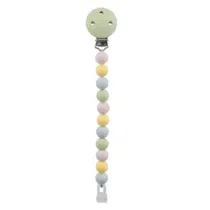 Attache‑tétine Nattou multicolore vert 21 cm – perles 100 % silicone, clip universel sans BPA, facile à nettoyer, conforme à la norme
