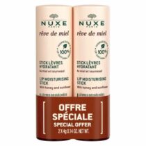 Duo stick lèvres NUXE Rêve de Miel – 2×4 g, format nomade, miel & tournesol bio, hydrate, répare & protège les lèvres sèches.