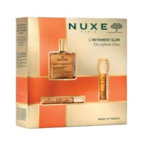 Coffret NUXE Infiniment Glow – Huile Prodigieuse Or 50 ml, roll‑on 8 ml & Baume Rêve de Miel 10 ml. Soins 100 % naturels, made in France, format éco‑responsable.