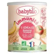 Babybio Céréales 2 Fruits avec Quinoa – 220g – dès 6 mois – bio et sans gluten