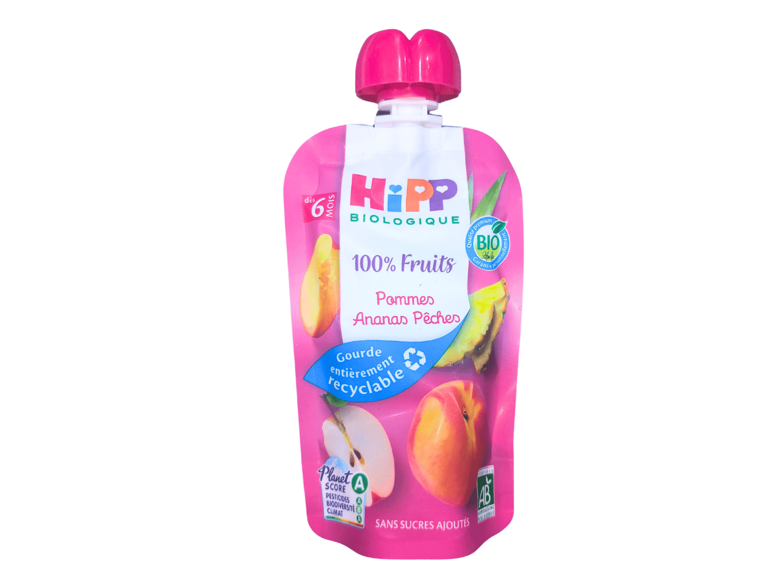 Hipp Bio 100% Fruits Pommes Ananas Pêches dès 6mois