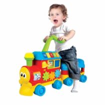 Train d’apprentissage Winfun 3 en 1 : pousseur, porteur et centre d’activités. Stimule la motricité et l’éveil des bébés dès 12 mois.