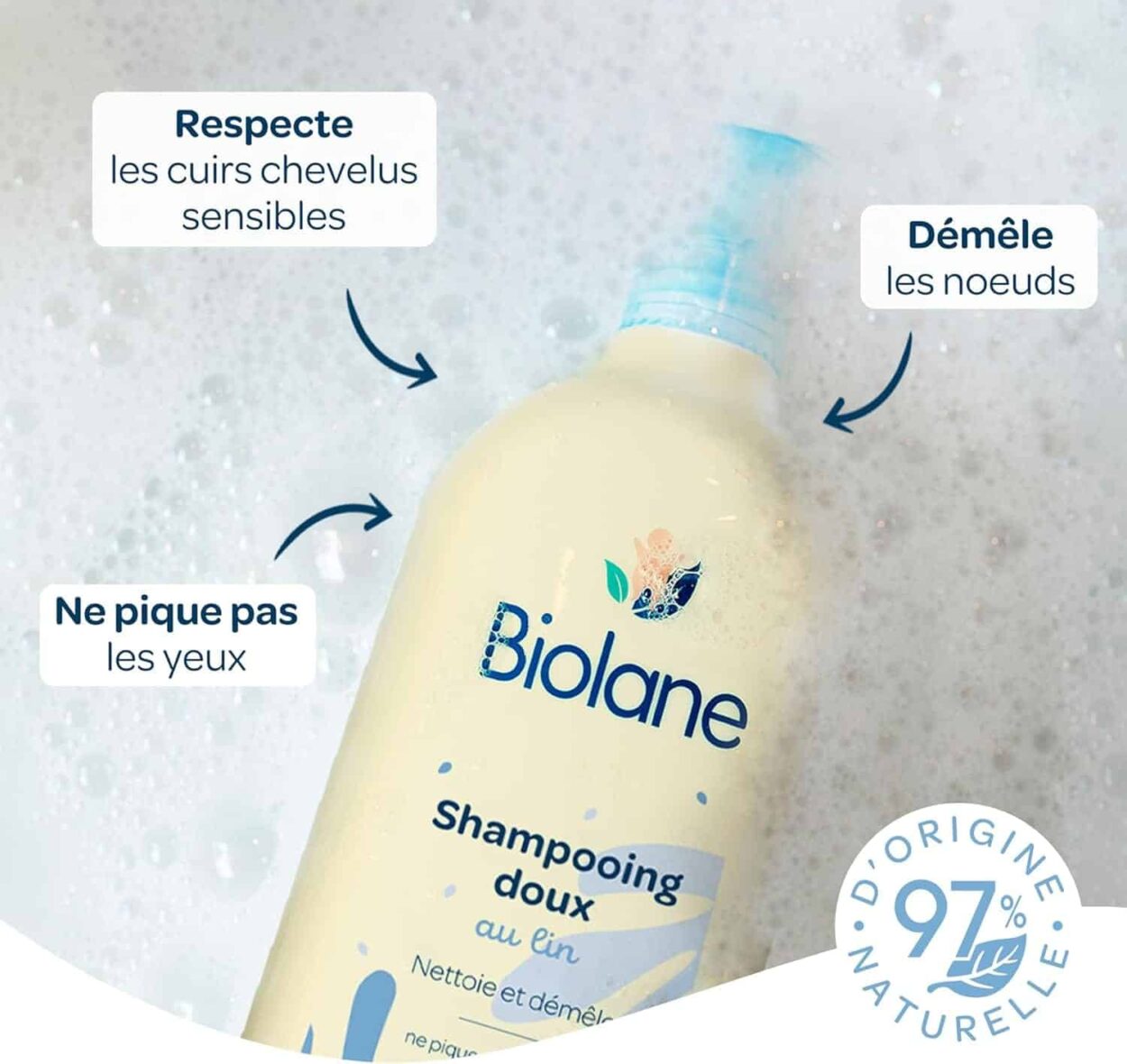 Biolane Shampooing Doux au Lin pour Bébé – 350 ml- 4 – bebemaman