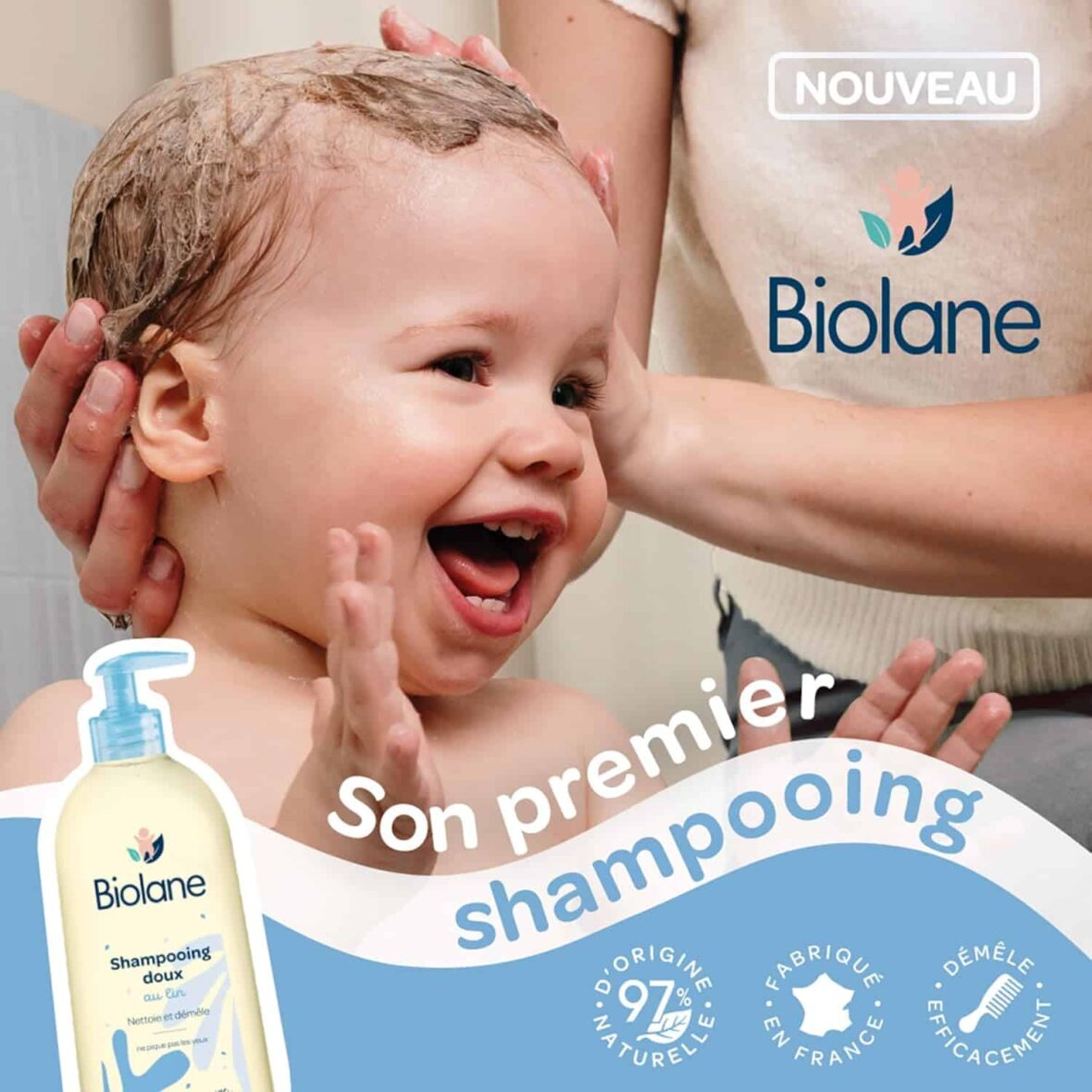 Biolane Shampooing Doux au Lin pour Bébé – 350 ml- 6 – bebemaman