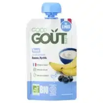 Good Goût brassé bio banane myrtille dès 6 mois 90g – lait de vache pour bébé