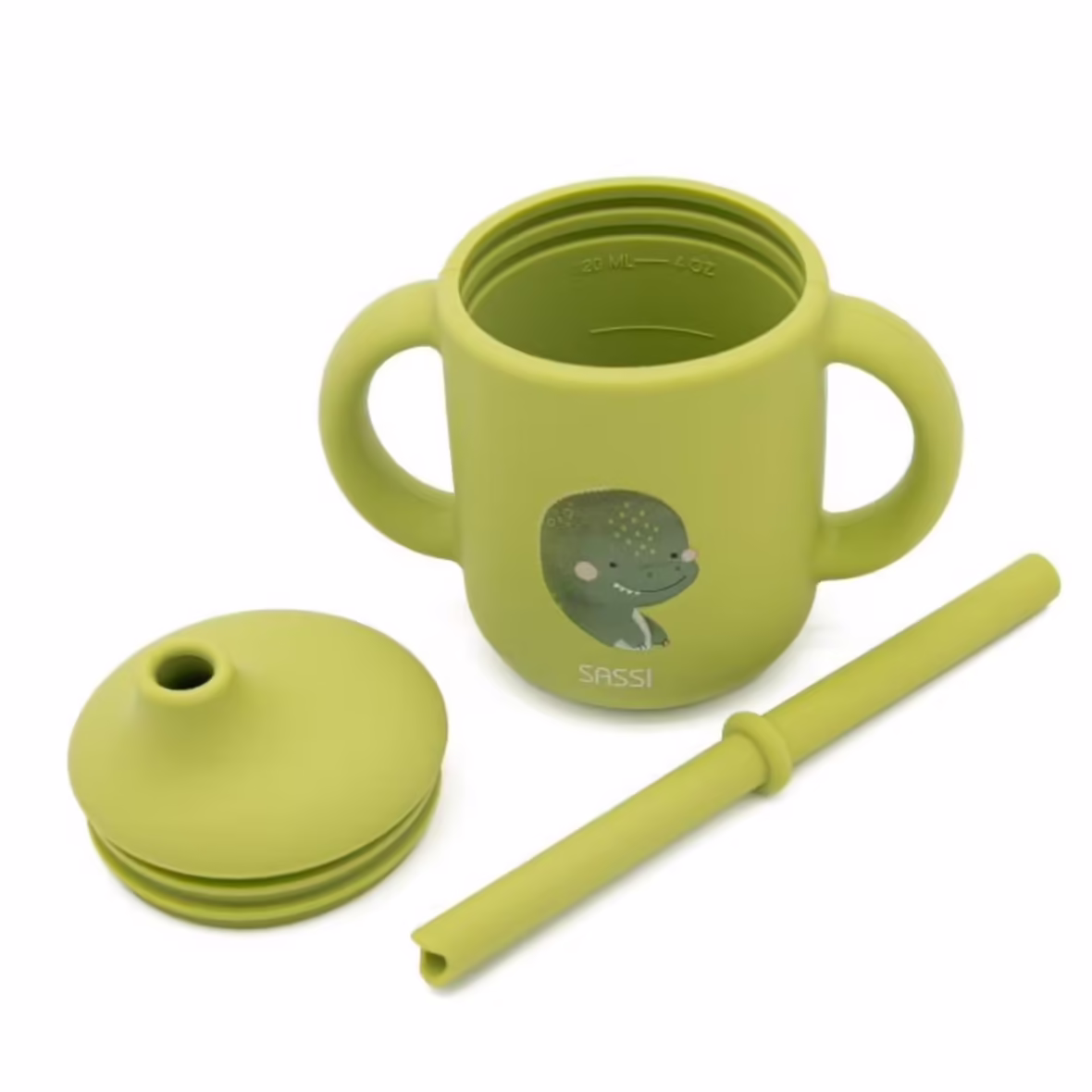 Sassi Gobelet en Silicone avec Poignées et Paille Dinosaure – 4 – bebemaman