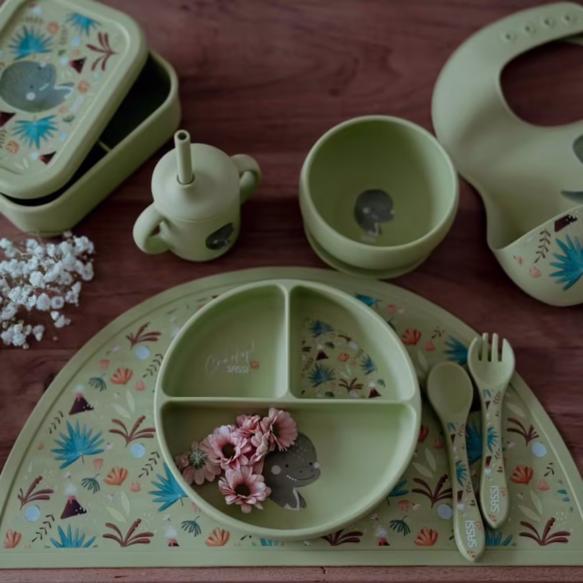 Sassi Gobelet en Silicone avec Poignées et Paille Dinosaure – 5 – bebemaman