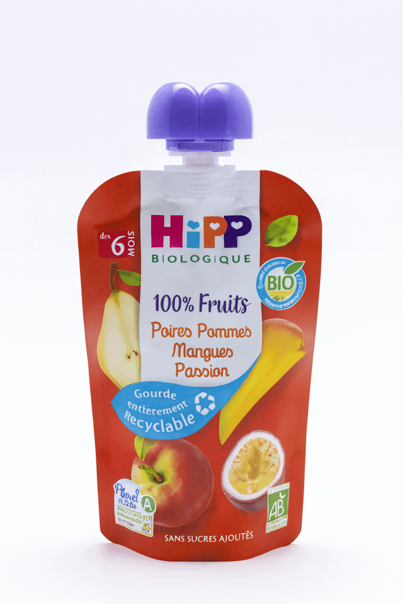 Hipp Bio 100% Fruits Poires Pommes Mangues Passion dès 6mois