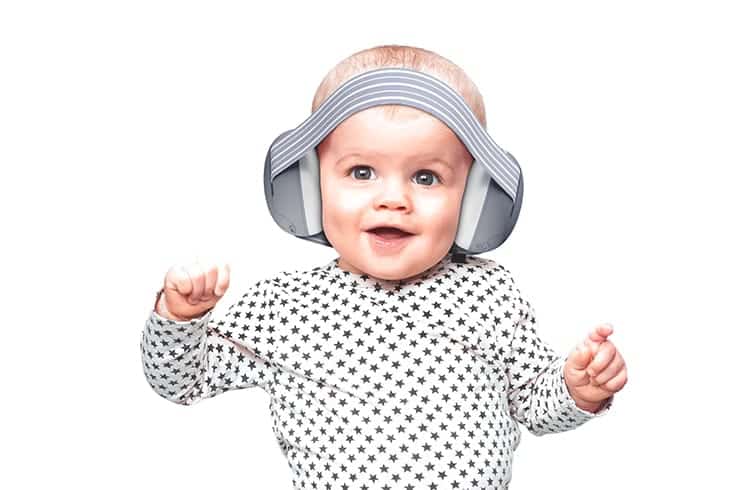 L2N Casque bébé réducteur de bruits Gris dès 4mois Sac de rangement inclus