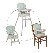 Découvrez la polyvalence de la MS Chaise haute 3 en 1 Vert. Elle grandit avec votre enfant et garantit un confort optimal !
