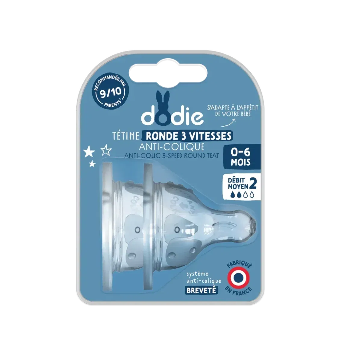 Dodie Lot de 2 Tétines plates D2 0-6mois