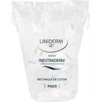 Les Neutraderm PADS rectangulaires 100% coton allient douceur et résistance pour le soin de bébé et la toilette quotidienne. Boîte pratique de 180 unités adaptée à toute la famille.