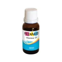 Pediakid Vitamine D3 20ml, complément alimentaire idéal pour la croissance osseuse et l’immunité des enfants. Disponible sur Bebemaman.ma.