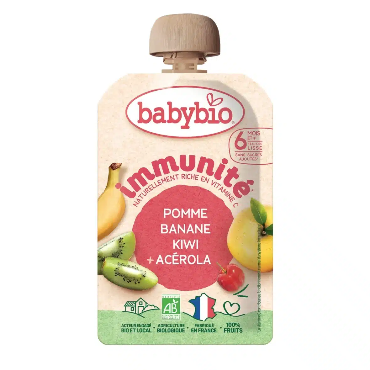 Babybio Immunité Pomme Banane Kiwi Acérola 6mois+ Bio
