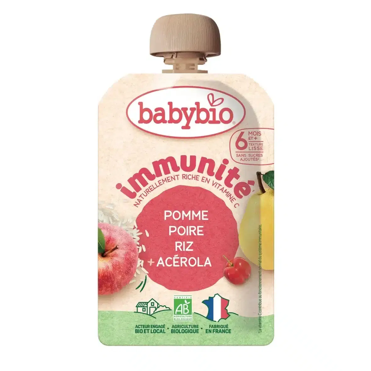 Babybio Immunité Pomme Poire Riz Acérola 6mois+ Bio