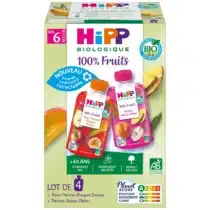 HIPP Gourde dessert aux fruits 2 variétés bio 6mois+ 4x90g