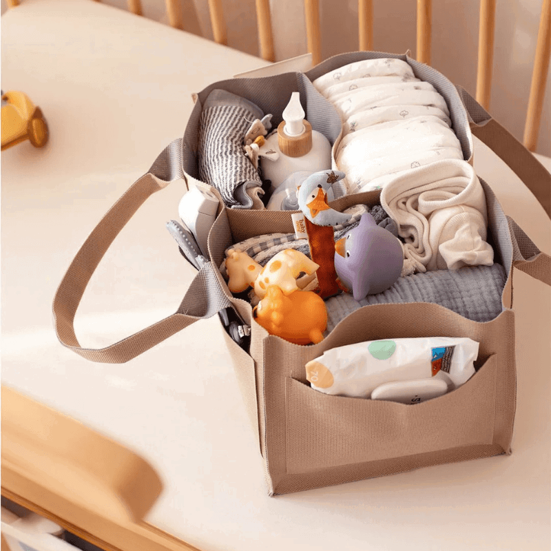 Hamur Panier Rangement Couches et Essentiels Marron -2- bebemaman