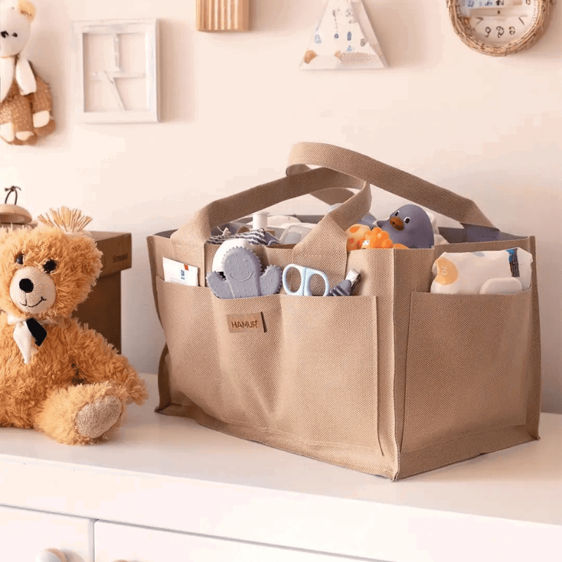 Hamur Panier Rangement Couches et Essentiels Marron -3- bebemaman