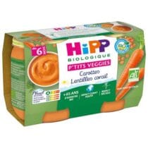 Hipp 2 Pots Bébé Carottes Lentilles Corail Bio