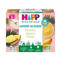 Hipp Coupelles Pommes Ananas Pêches Bio 6m+