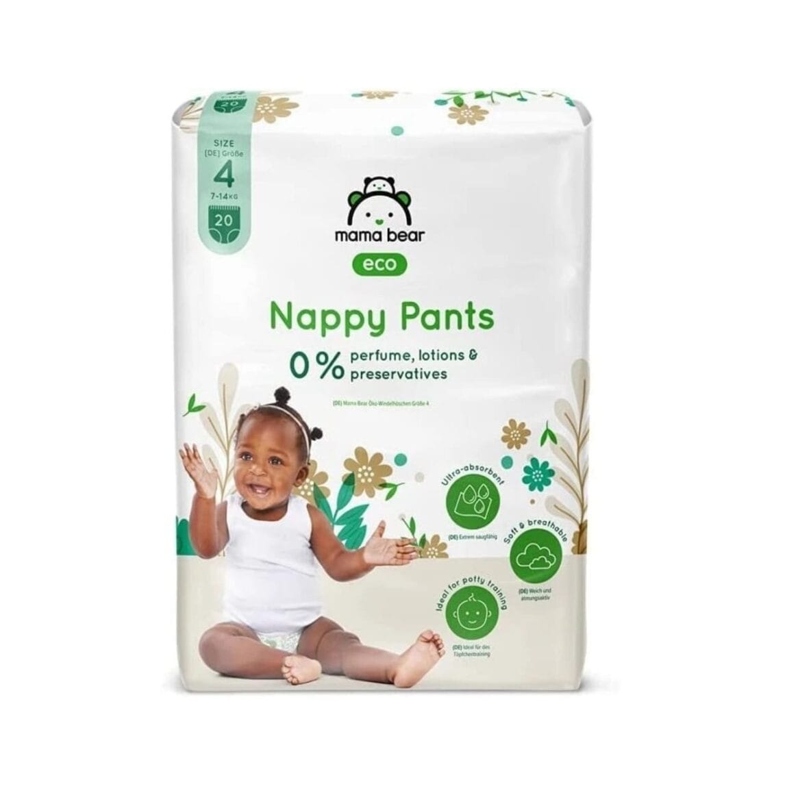 Mama Bear Couches-Culottes bébé Écologiques Ultra Absorbantes Taille 4 (7-14 kg) 20un