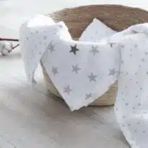 Trois Kilos Sept lot de 6 langes en mousseline étoiles