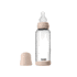 Bibs Biberon en verre rond avec tétine en silicone débit moyen 240ml - Rose poudré prix Maroc | Bebemaman.ma